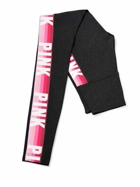 PINK Victoria’s Secret Yoga Leggings XS Dark Gray Neon Stripe Activewear